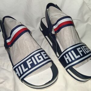 Tommy Hilfiger Blue and Red Sporty Sandals